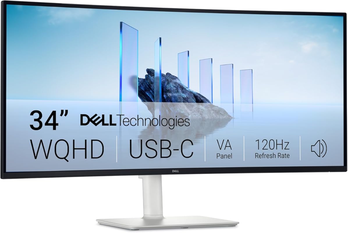 Dell 34-inch 3440x1440 Curved Monitor: 120Hz, USB-C, VA Panel, AMD Fre