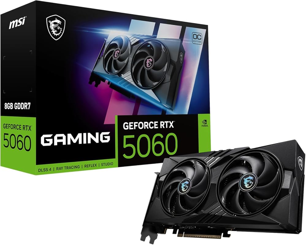 MSI Gaming RTX 5060 OC GPU: 8GB GDDR7, 2640 MHz, 3x DP 2.1a, HDMI 2.1b
