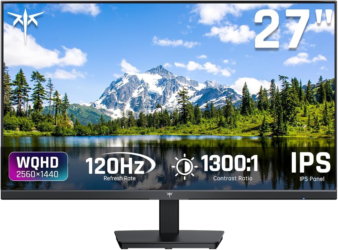 KTC 27-Inch QHD Gaming Monitor with 120Hz Refresh Rate, IPS Panel, 123