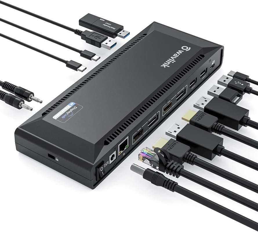 WAVLINK DisplayLink Docking Station: Dual 4K@60Hz, 100W PD, Thunderbol