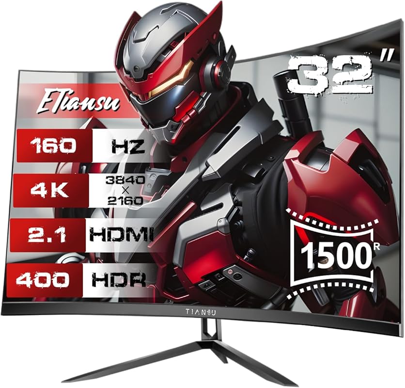 32-inch 4K Curved Gaming Monitor: 160Hz, 1ms, FreeSync Premium, 1500R