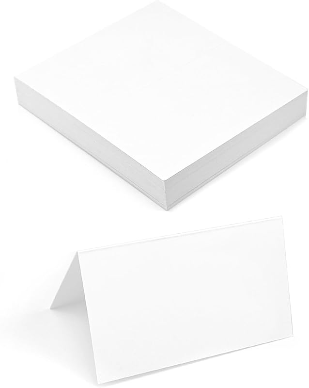 Quacc 50 Blank Place Cards 3.54x1.97 Inches White – Tent Cards for Wed