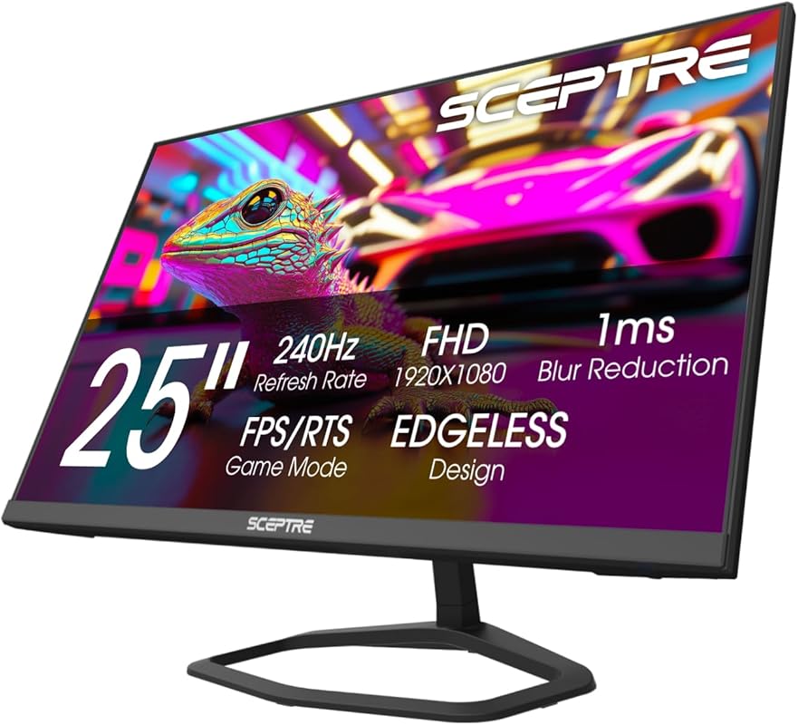 Sceptre 24.5-inch Gaming Monitor with 240Hz Refresh, 1ms Response, Dua