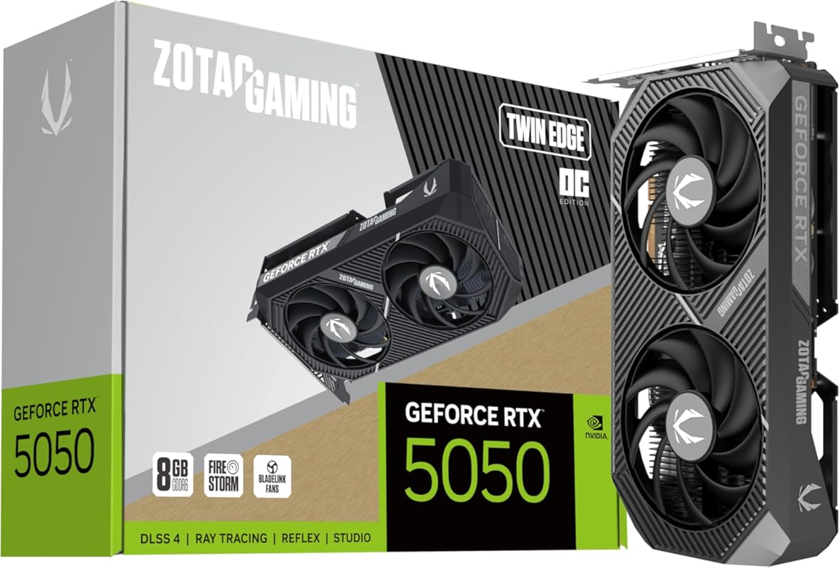 ZOTAC RTX 5050 Twin Edge OC GPU: 8GB GDDR6, 20 Gbps, PCIe 5.0, DLSS 4,