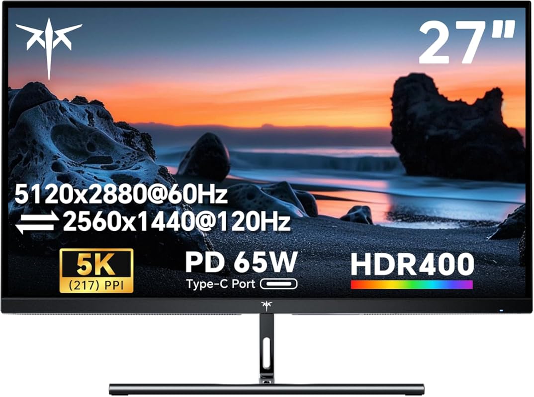 KTC H27P3 27-Inch 5K IPS Monitor with 65W USB-C, HDR 400, 135% sRGB, H