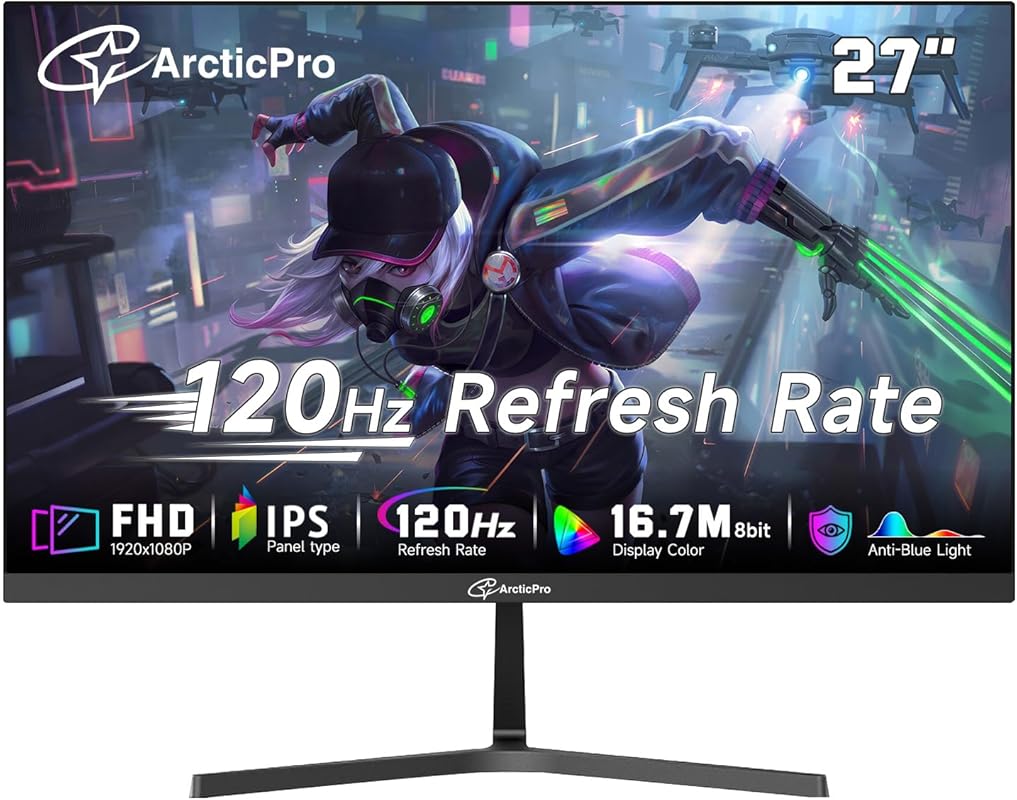 ArcticPro 27-Inch 120Hz FHD IPS Monitor with 99% sRGB, 1ms Response, 3