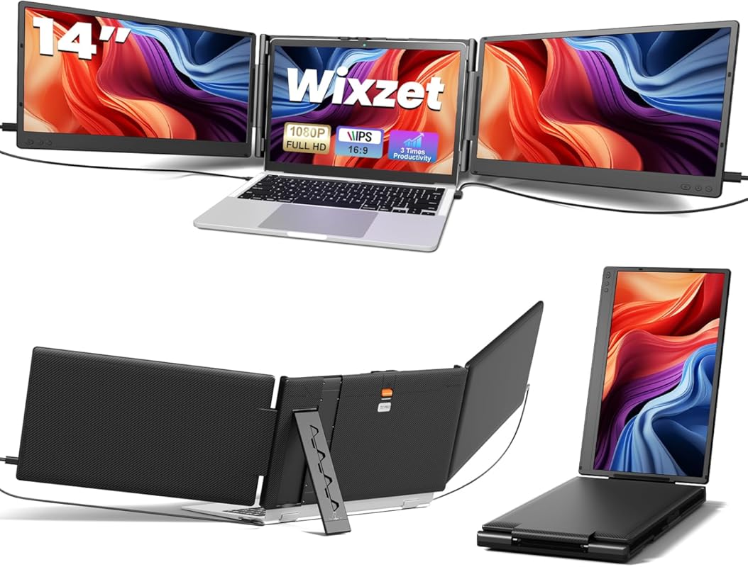 14-Inch 1080P Screen Extender, Plug&Play Triple, Auto-Adjust Width Com