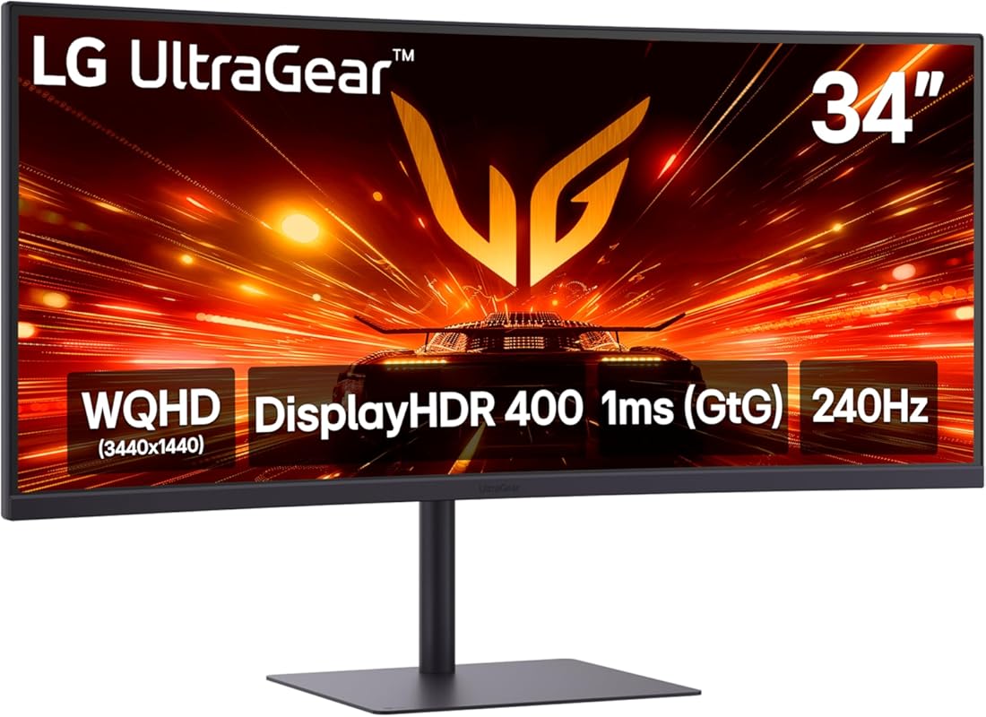 LG 34G630A-B 34-Inch Ultragear WQHD Curved Gaming Monitor with 240Hz, 