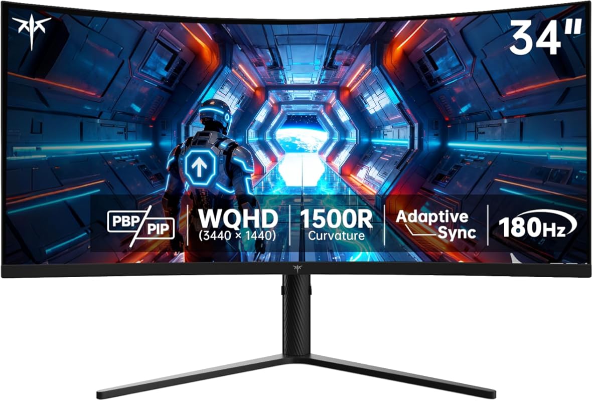 KTC 34-inch UWQHD Curved Gaming Monitor H34S5 with 3440x1440, 180Hz, 1