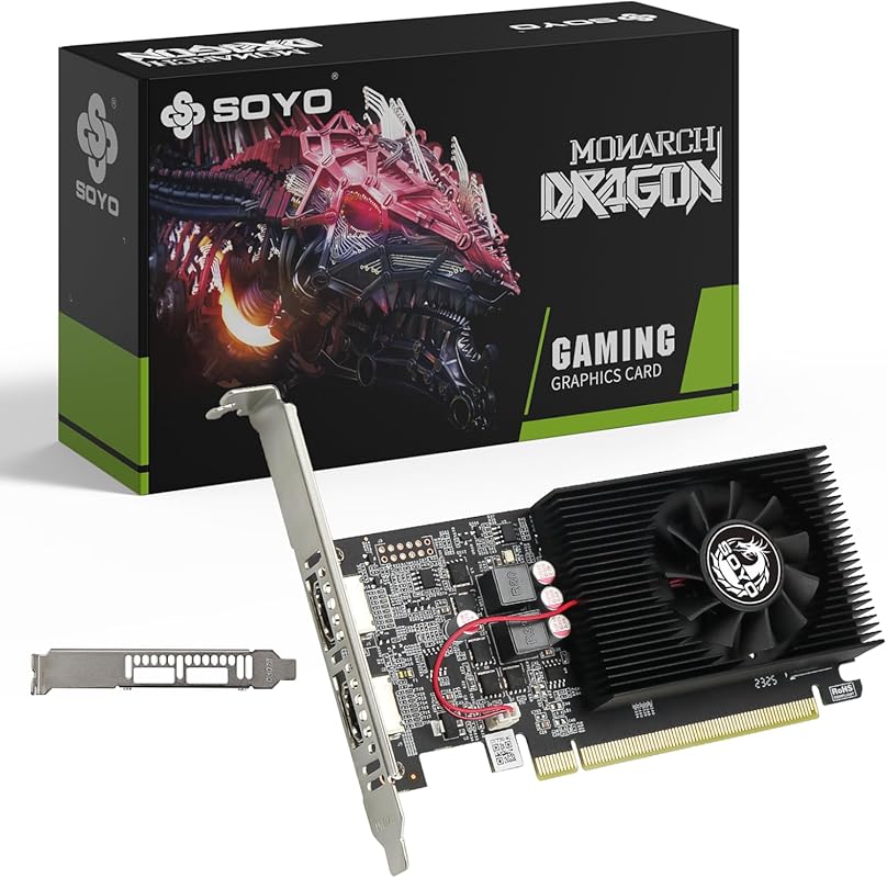 SOYO GeForce GT 730 4GB Low Profile Graphics Card, Dual HDMI Ports for