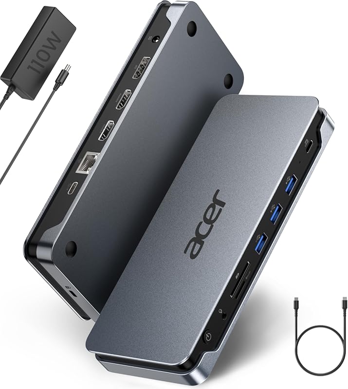 Acer 13-in-1 USB C Docking Station with 110W PD, Triple Monitor Suppor