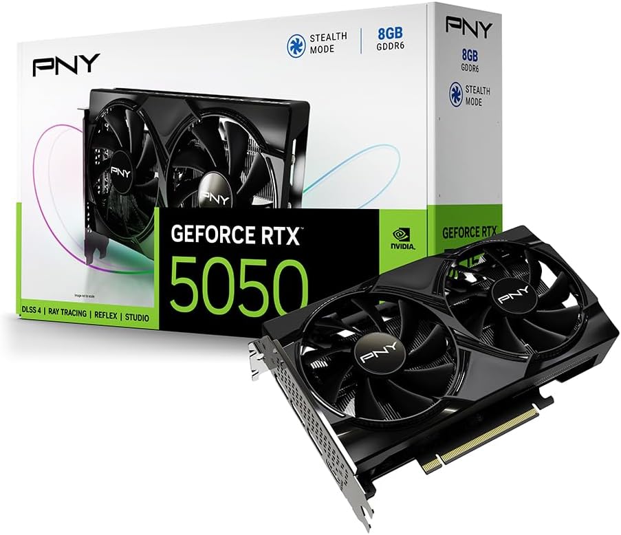 PNY NVIDIA GeForce RTX 5050 Dual Fan Graphics Card with 8GB GDDR6, 128