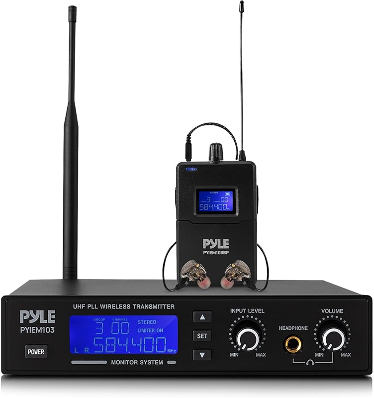 Pyle Wireless In-Ear Monitor System: Pro Metal Bodypack Receiver with 