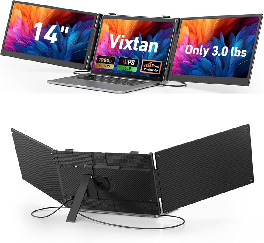 Vixtan 14-inch Triple Screen Extender for Laptops: 3.0 lb Lightweight