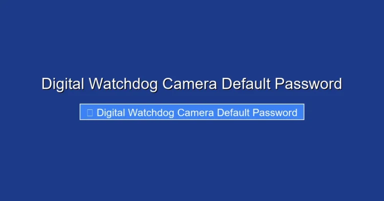 Digital Watchdog Camera Default Password
