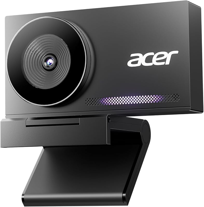 Acer 4K USB Webcam with All‑Metal Unibody, Sony 1/2″ Sensor, PDAF, Dual Noise‑Reduction Mics, Privacy Cover, Fast Cooling – Ideal for Live Meetings, Gaming & Commerce