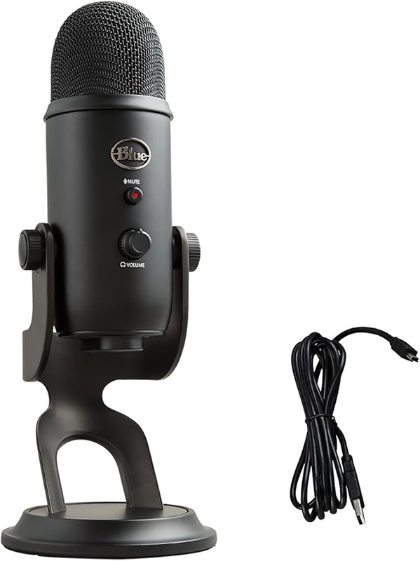 Logitech Blue Yeti USB Condenser Microphone for PC & Mac, Gaming, Streaming & Podcasting, Blue VO!CE Effects, 4 Pickup Patterns, Plug‑and‑Play – Blackout