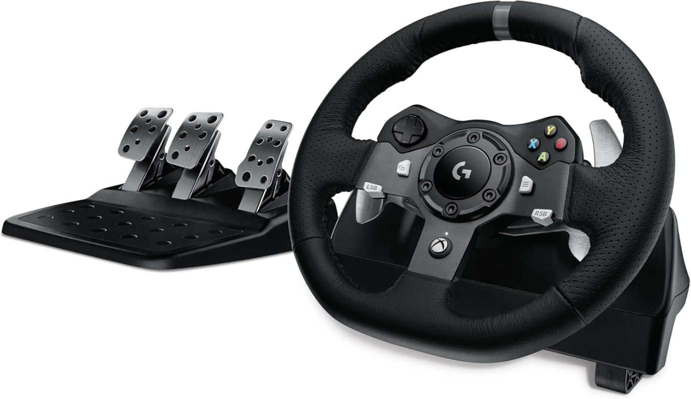 Logitech G920 Racing Wheel with Floor Pedals, Real Force Feedback, Sta