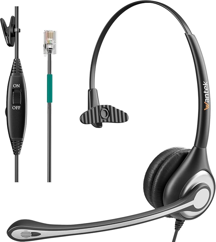 Wantek F600S1 Corded Mono Telephone Headset