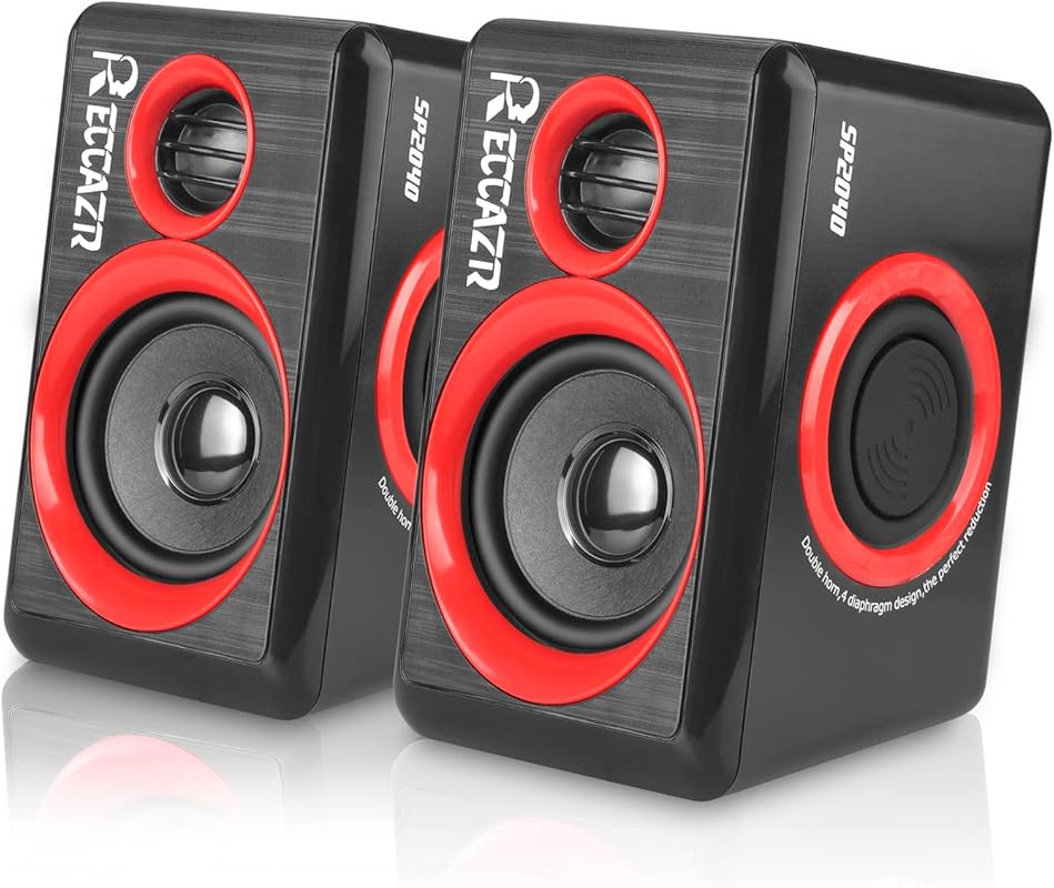 Reccazr SP2040 2.0 Channel PC Speakers with Surround Sound – USB Wired