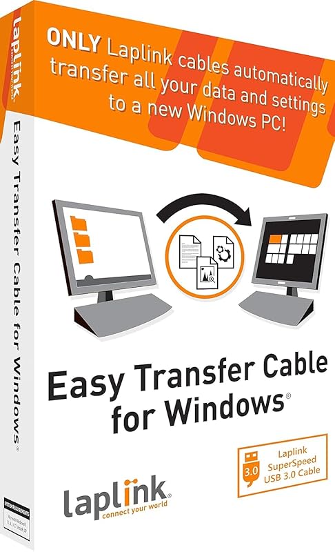 Laplink Easy Transfer Cable – USB 3.0 PC‑to‑PC Cable with PCmover Expr
