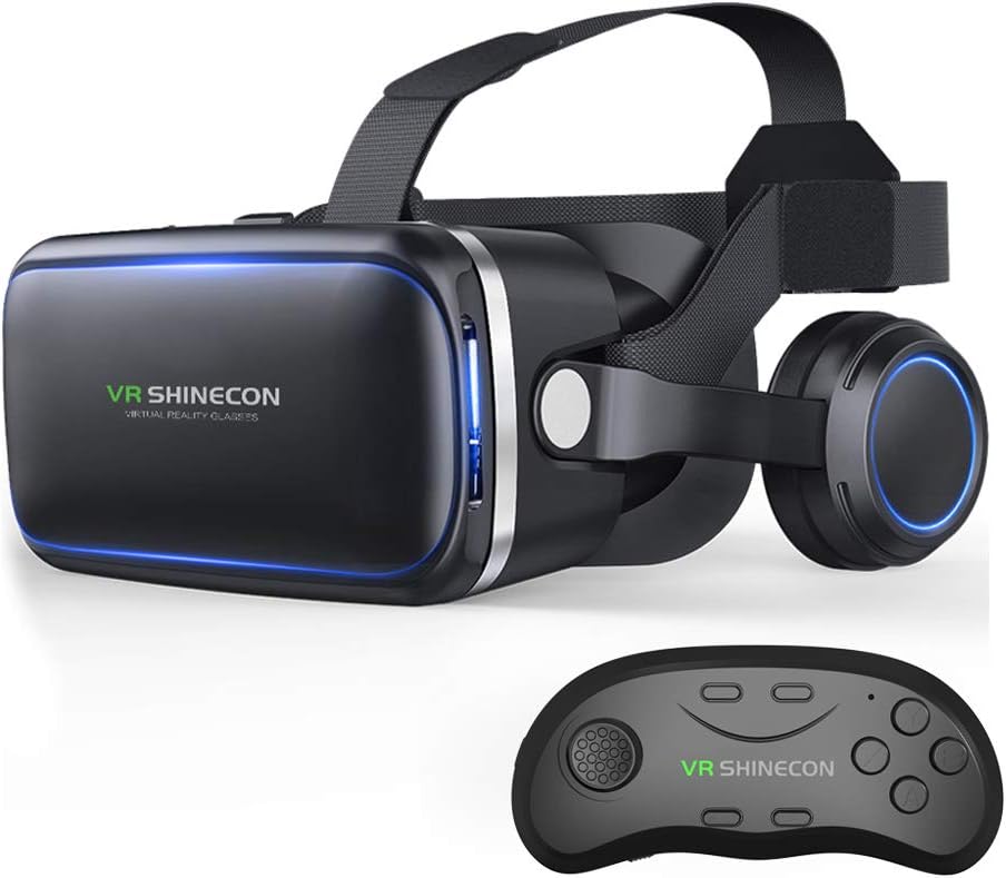 VR Headset with Remote, HD 3D Glasses for iPhone/Android (4.7‑6″), Ide