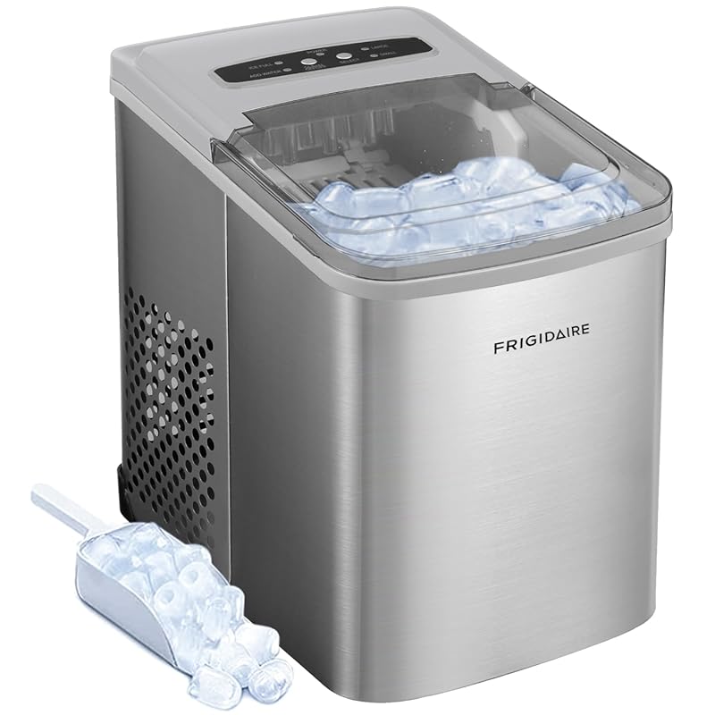 Frigidaire Portable Compact Ice Maker – 26 lb per Day, Stainless Steel