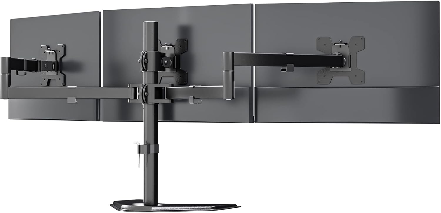WALI Triple Monitor Stand – Free‑Standing Adjustable Desk Mount for 3