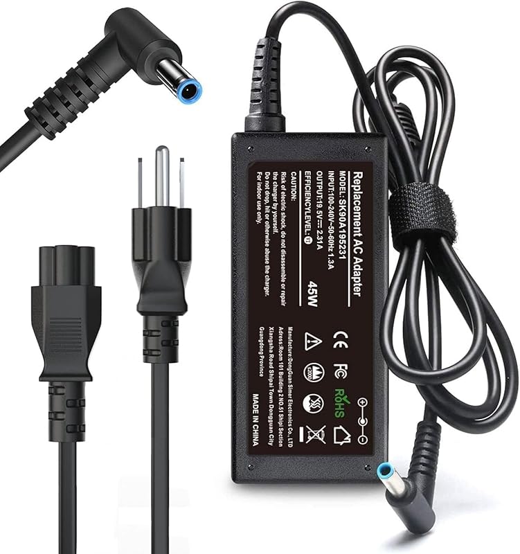 45W Smart Blue Tip HP Laptop Charger, 19.5V 2.31A Adapter for Pavilion