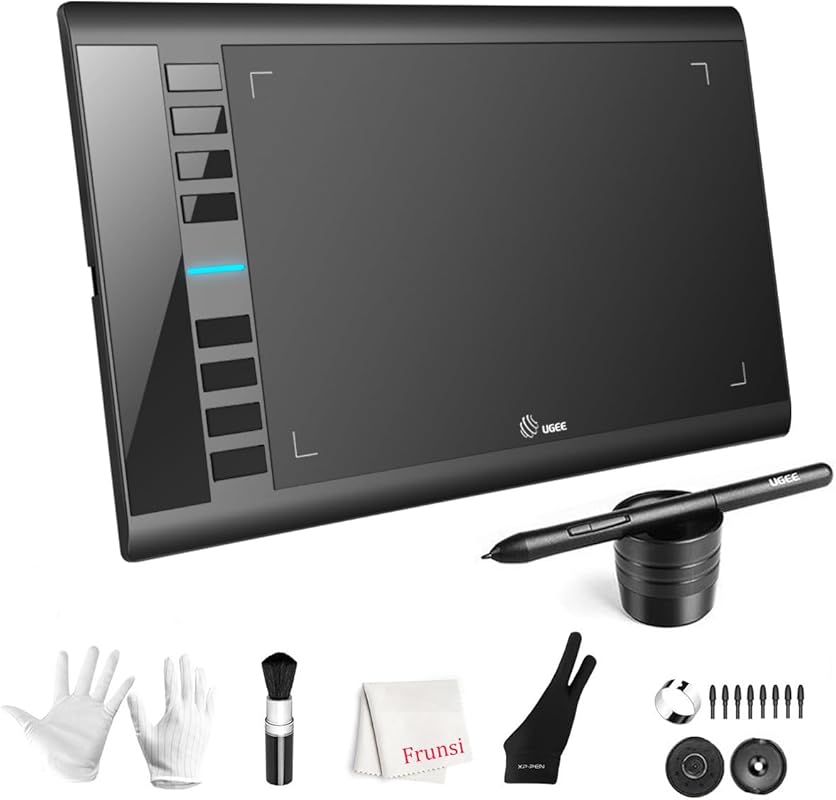 UGEE M708 Large Drawing Tablet – 10×6‑inch active area, 8 hotkeys, 16,