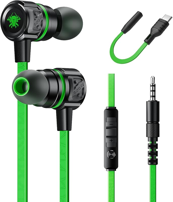 Gaming Earbuds Wired with USB‑C & 3.5 mm Dual Plug – In‑Ear Headphones