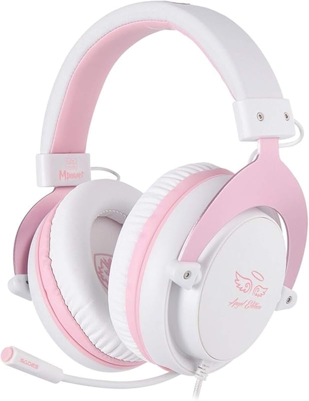 SADES MPOWER Stereo Gaming Headset Angel Edition – Noise‑Canceling Ove