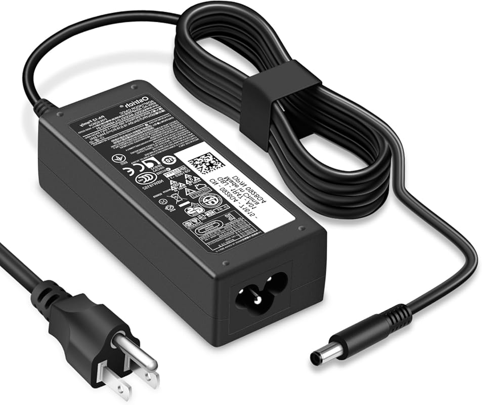 Ostrich 65W/45W Round Tip Power Adapter Compatible with Dell Laptops,