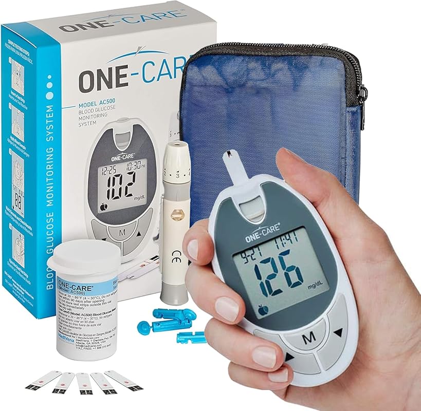 ONE‑CARE Complete Glucose Monitoring System with Meter, 10 Strips, Lan