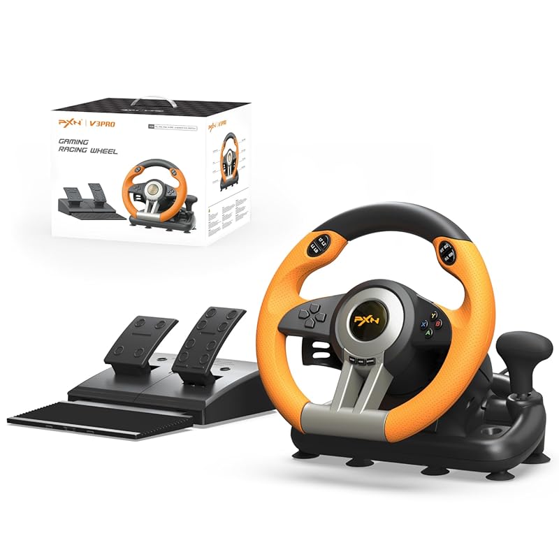 PXN V3 PRO Racing Wheel – 180° Universal USB Steering Wheel with Pedal