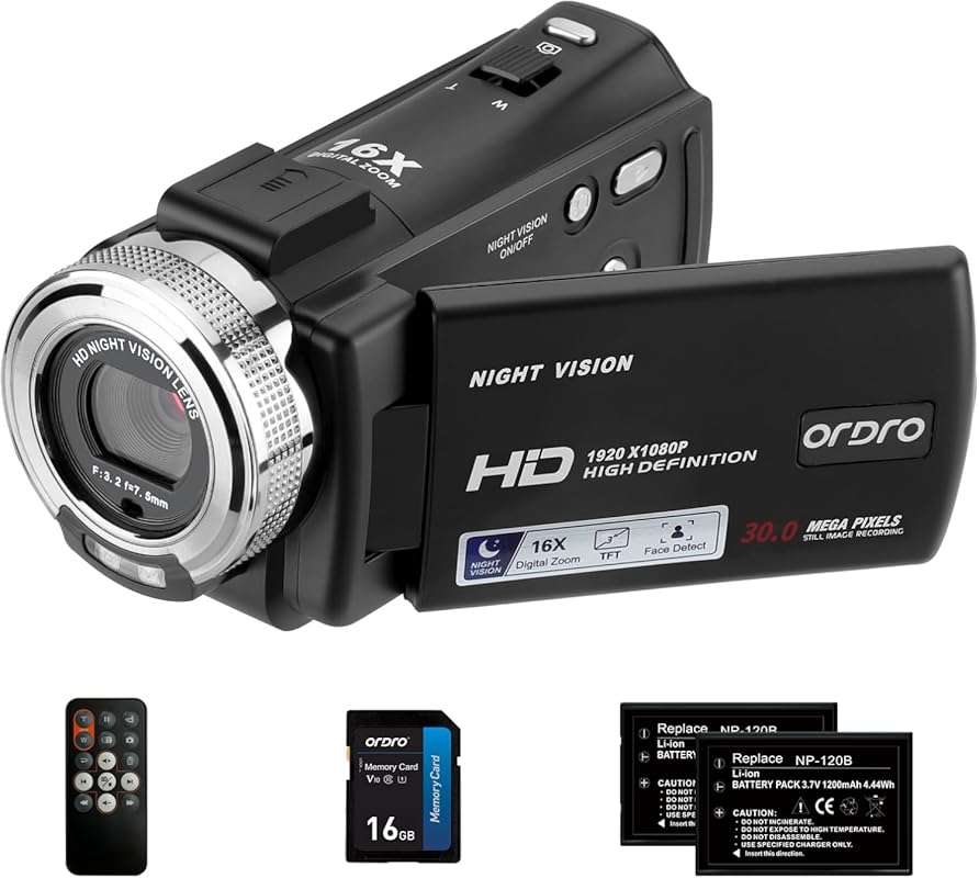 ORDRO HDV‑V12 1080p Camcorder with Infrared Night Vision