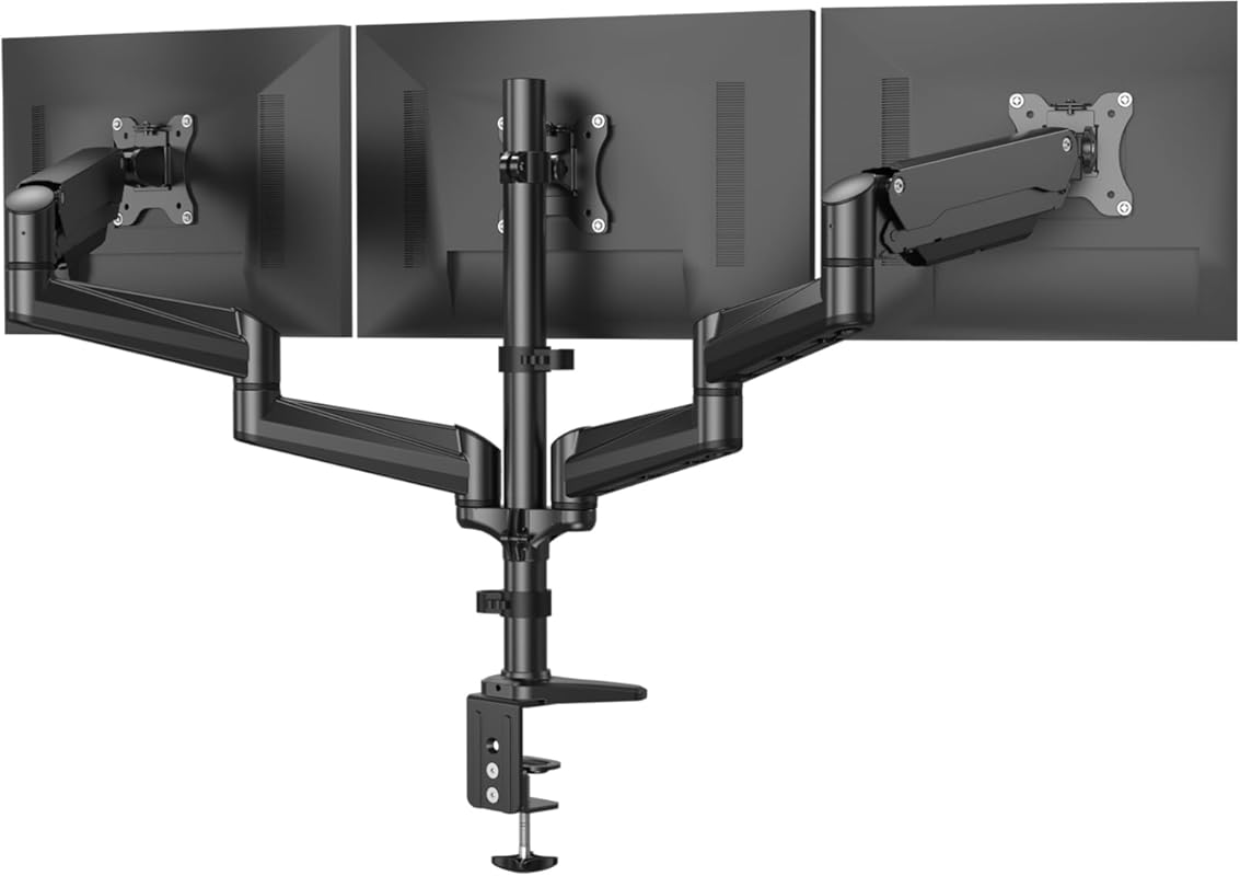 HUANUO Triple Monitor Mount – Adjustable Gaming Stand for 17‑32