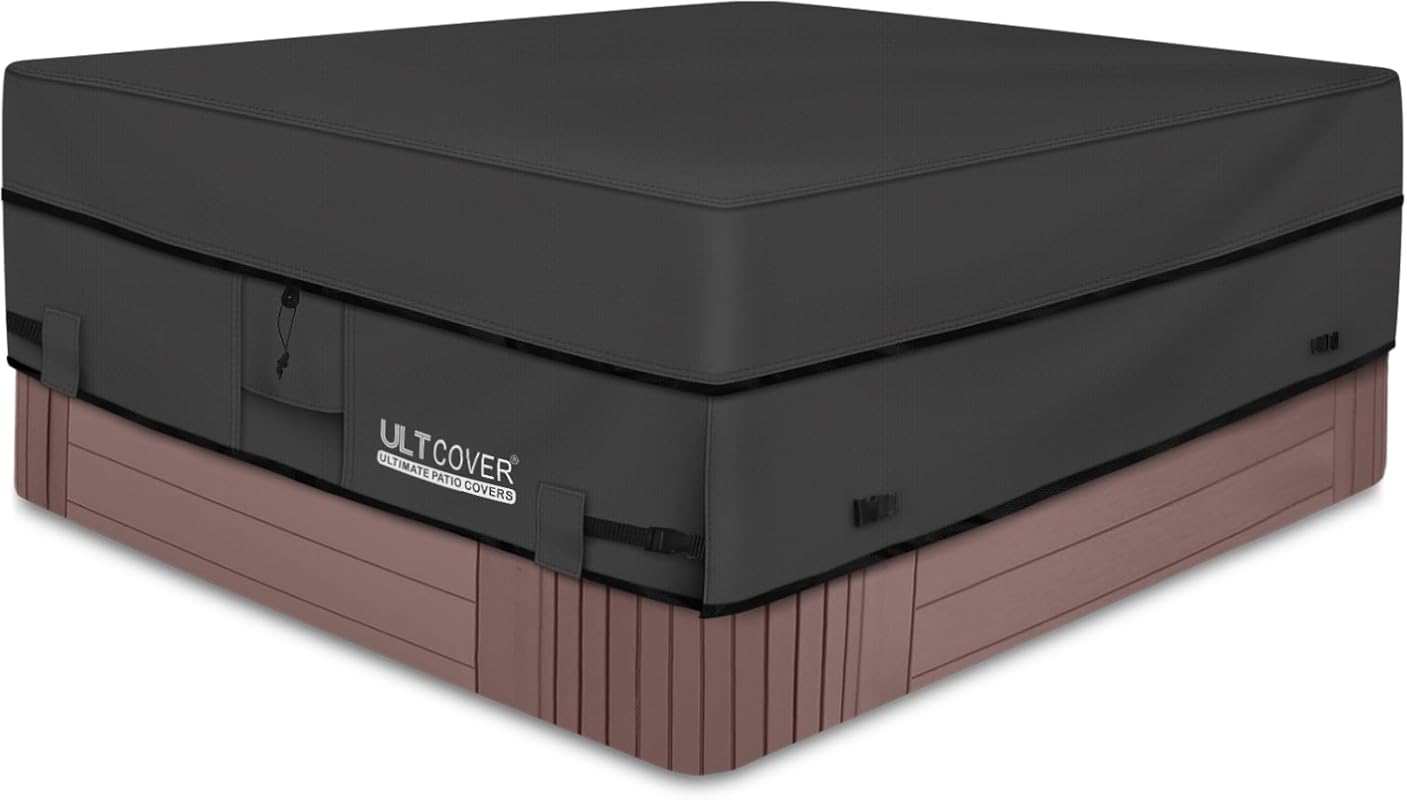 ULTCOVER Waterproof 600D Polyester Hot Tub Cover – 85 × 85 in Black