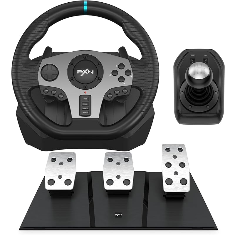 PXN V9 Racing Wheel – 270°/900° Adjustable Steering Wheel with Vibrati