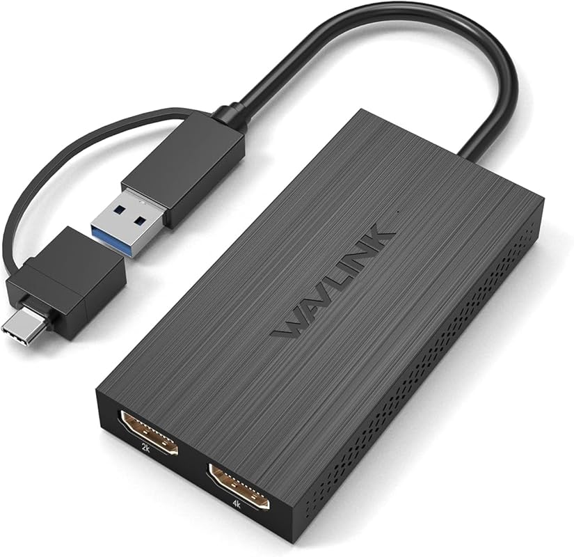 WAVLINK HDMI Splitter with USB‑A/USB‑C Input, Dual 4K30Hz/1080p60Hz Ou