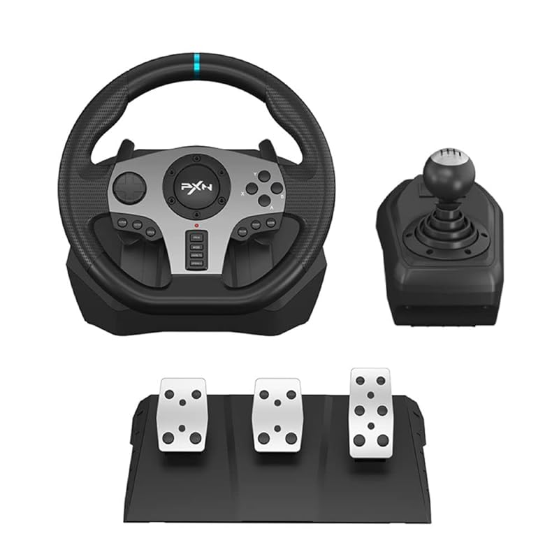 PXN V9 Universal Steering Wheel for PC, PS4, Xbox & Switch – 270/900°