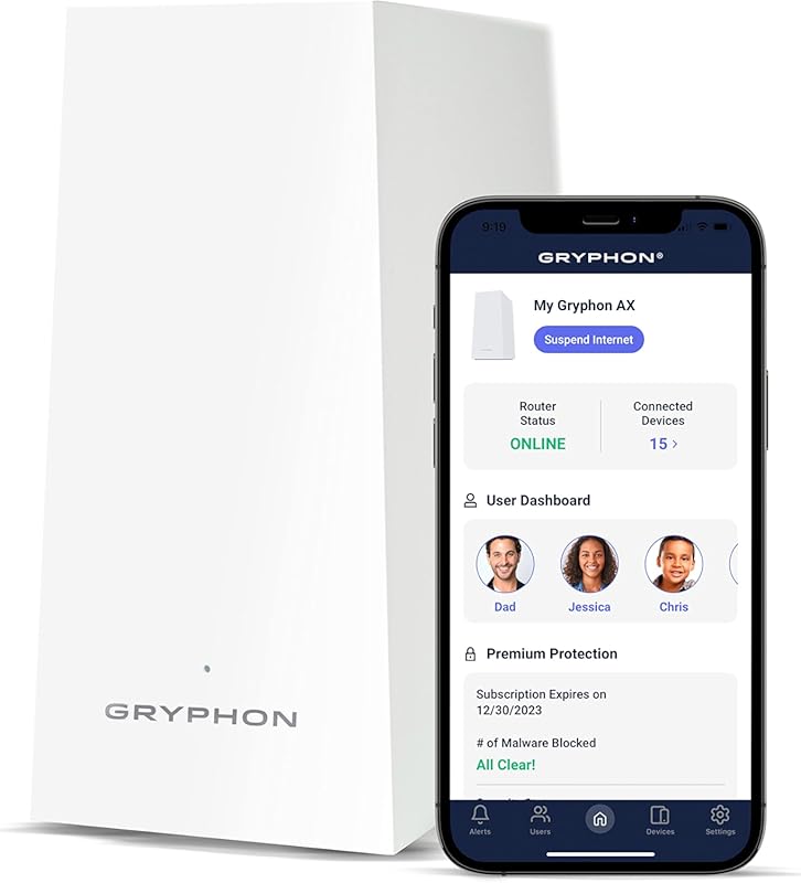 Gryphon AX Mesh WiFi 6 Router – 4.3 Gbps, 3,000 sq ft coverage, advanc