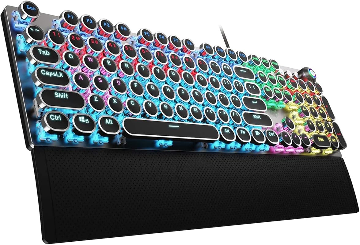 AULA F2088 Mechanical Gaming Keyboard with Blue Switches, Rainbow LED 