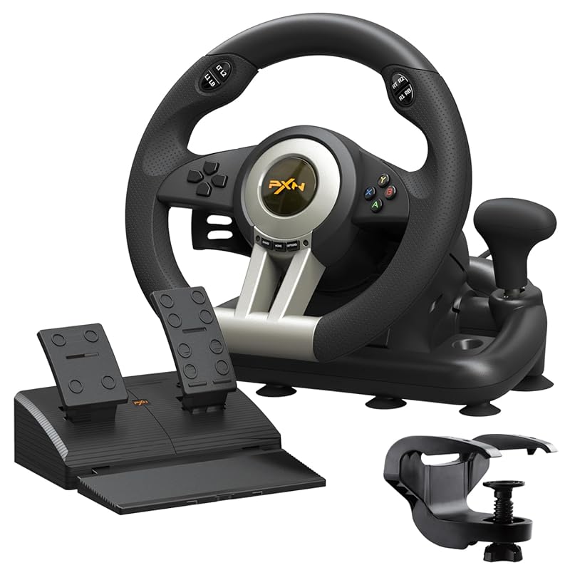 PXN V3 PRO Racing Wheel – 180° Universal USB Steering Wheel with Pedal