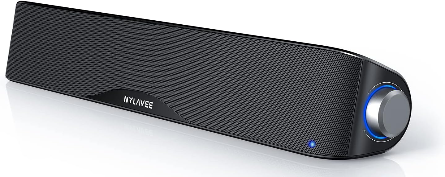 Nylavee Hi‑Fi Stereo Sound Bar with Bluetooth, USB‑C Power, Built‑in M