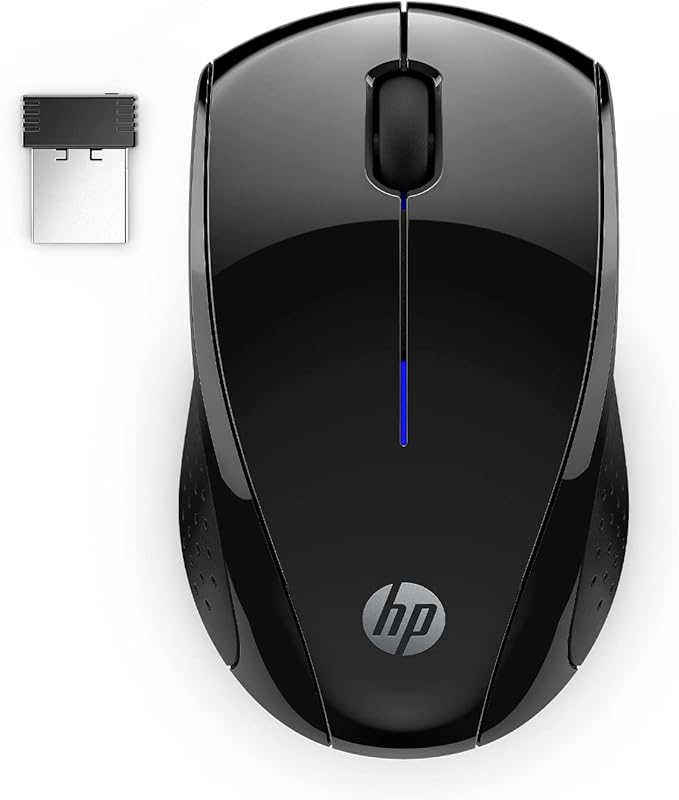 HP X3000 G3 Wireless Mouse – Black, 15‑Month Battery, Side Grips, 1600 DPI Optical Sensor, Blue LED, Travel‑Friendly