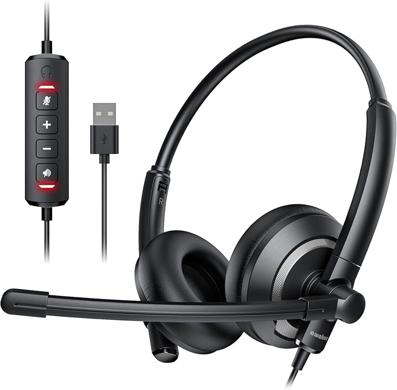 awatrue EH05‑U USB Wired Headset with Noise‑Cancelling Mic, Lightweight