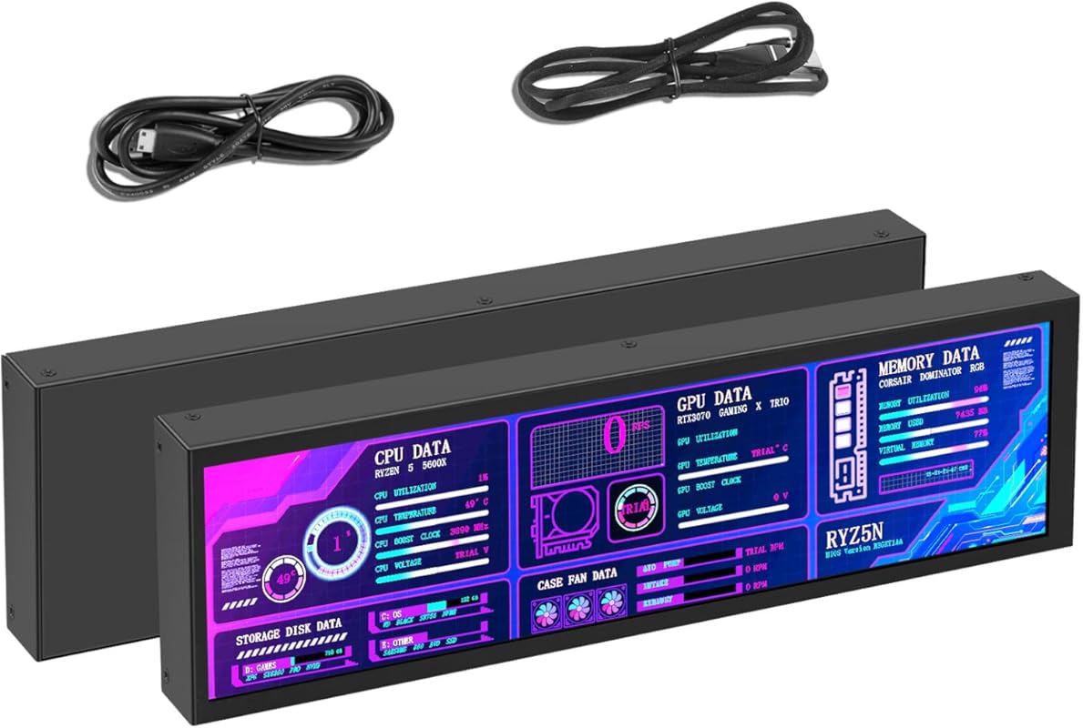 AISHICHEN 8.8″ PC Temperature Display – IPS USB Mini Screen, AIDA64 Co