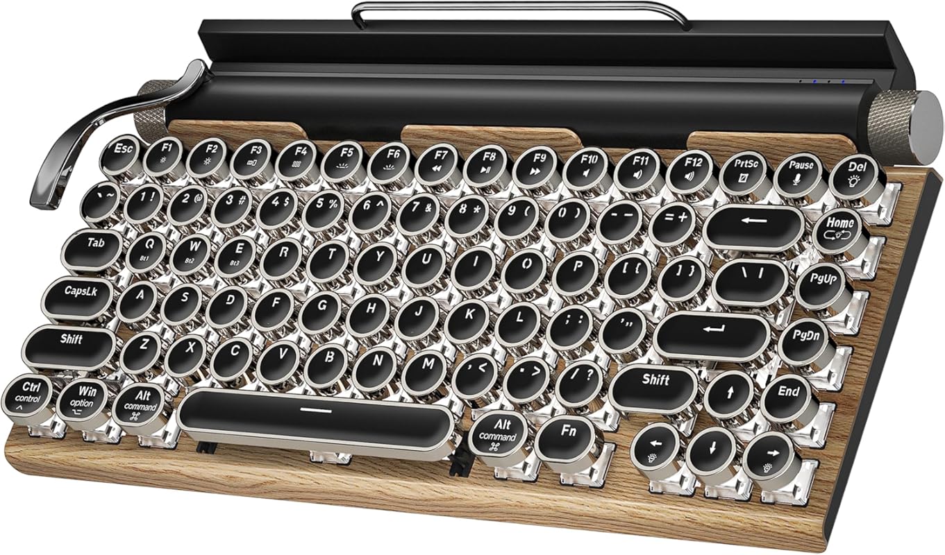 Retro Typewriter Wireless Mechanical Gaming Keyboard, 83‑Key Bluetooth