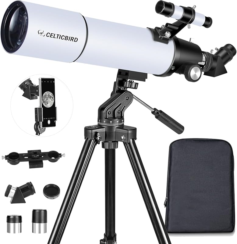 Celticbird 80mm Aperture 600mm AZ Mount Refractor Telescope for Adults